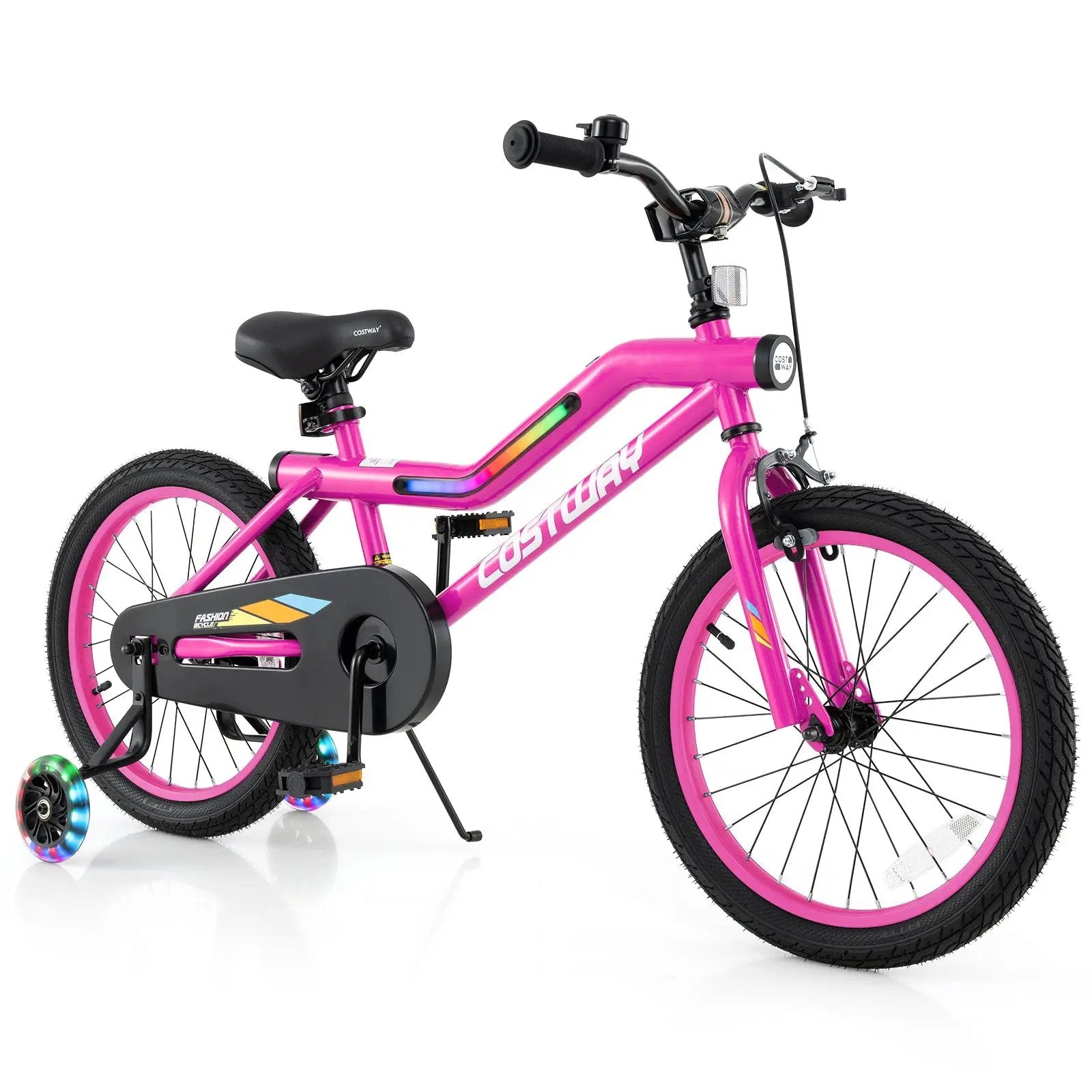 18 Inch LED Lighted Kids Bike with Training Wheels and Headlight for Ages 4-8 Years-18 inches by DirectDeals