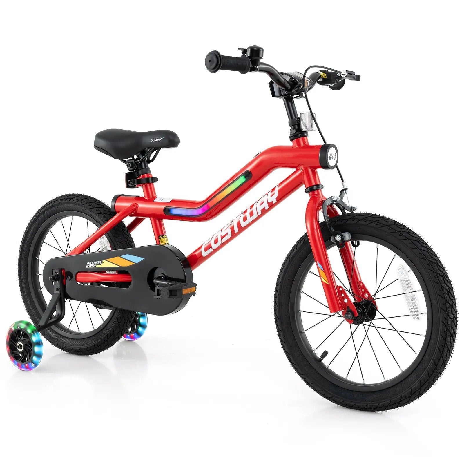 18 Inch Kids Bike with LED Lights Adjustable Carbon Steel Bicycle for 4-8 Years Old-18 inches by DirectDeals