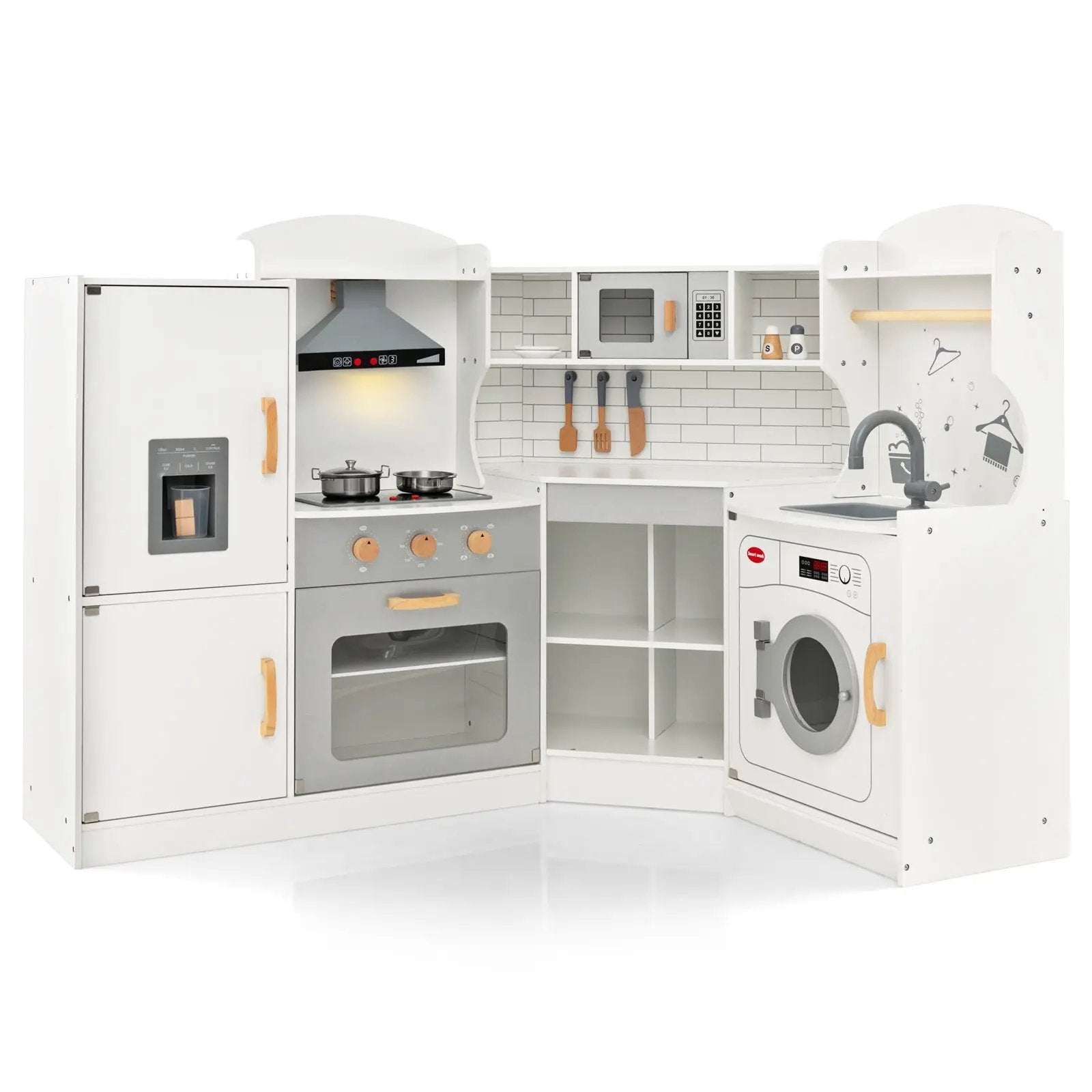 Corner Kids Play Kitchen with Washing Machine and Ice Maker Gift for Boys Girls by DirectDeals