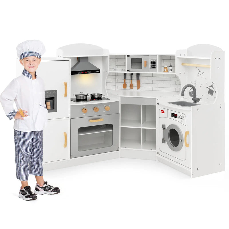 Corner Kids Play Kitchen with Washing Machine and Ice Maker Gift for Boys Girls by DirectDeals