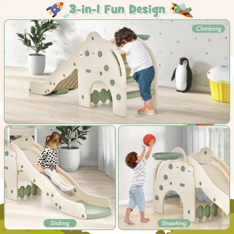 4-in-1 Toddler Slide Kids Play Slide with Cute Elephant Shape-Green by DirectDeals