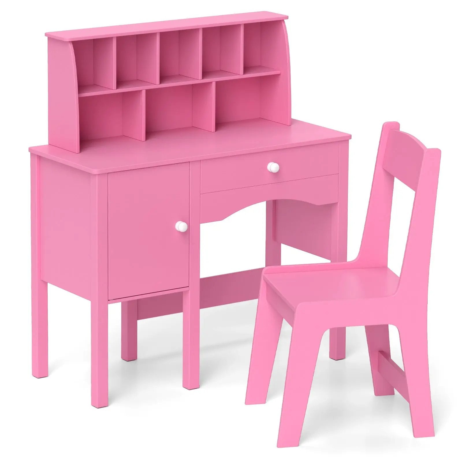 Kids Study Desk and Chair Set with Chair Hutch and Storage Cabinet for 3+ Years Old by DirectDeals
