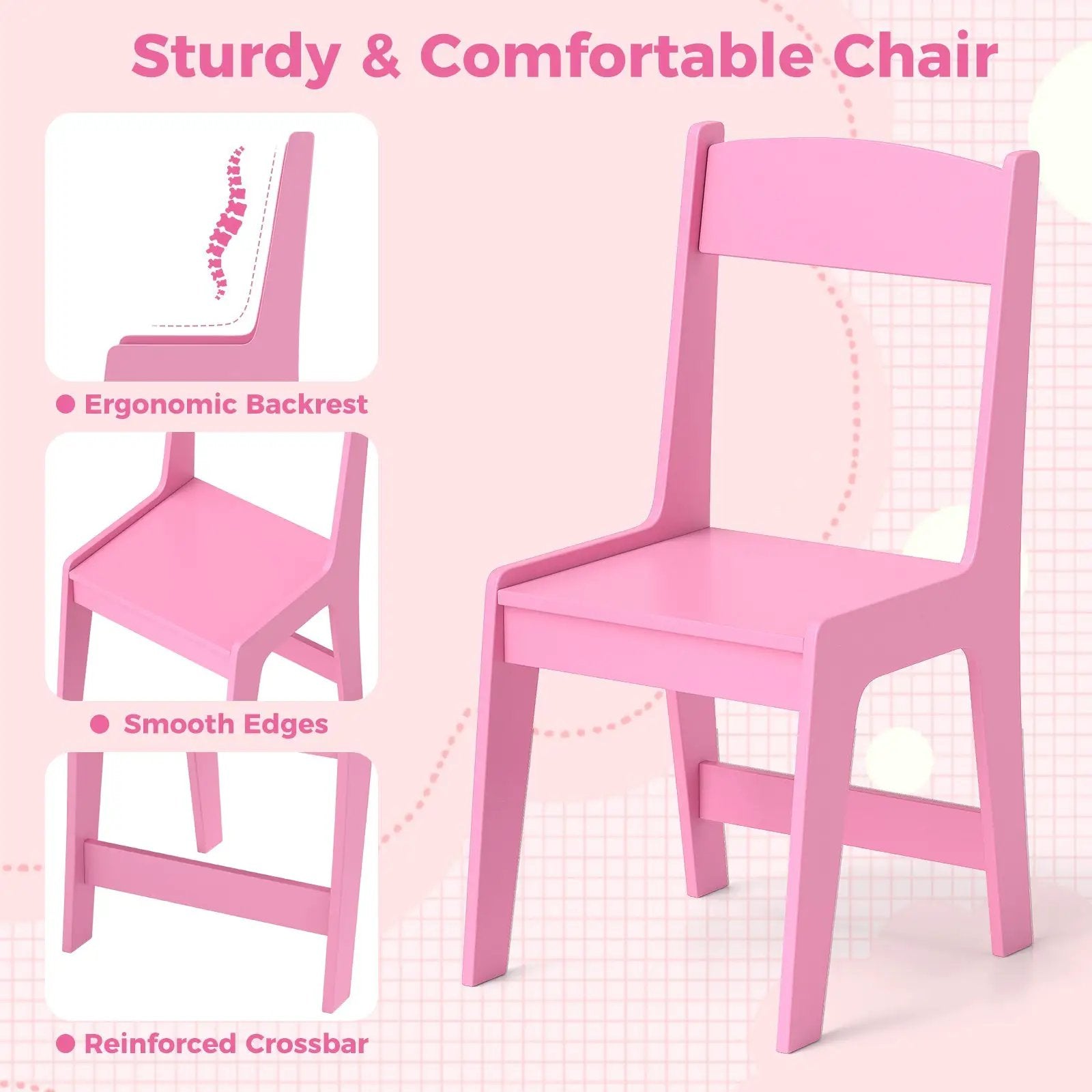 Kids Study Desk and Chair Set with Chair Hutch and Storage Cabinet for 3+ Years Old by DirectDeals