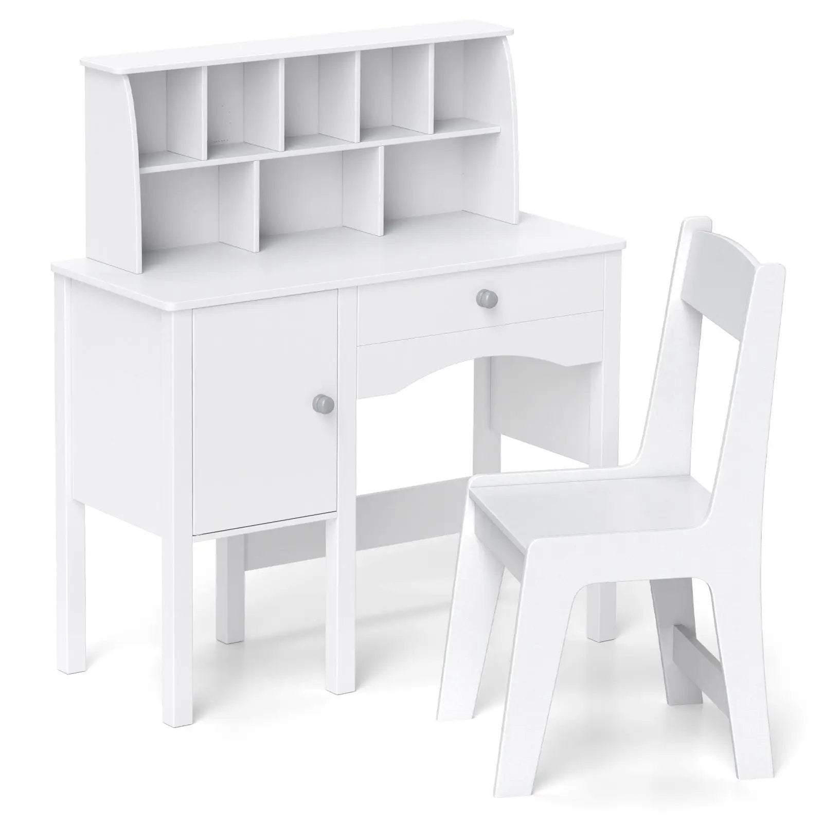 Kids Study Desk and Chair Set with Chair Hutch and Storage Cabinet for 3+ Years Old by DirectDeals