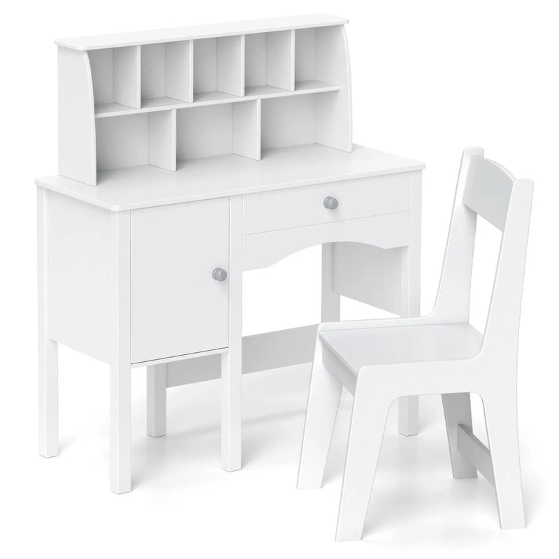 Kids Study Desk and Chair Set with Chair Hutch and Storage Cabinet for 3+ Years Old by DirectDeals