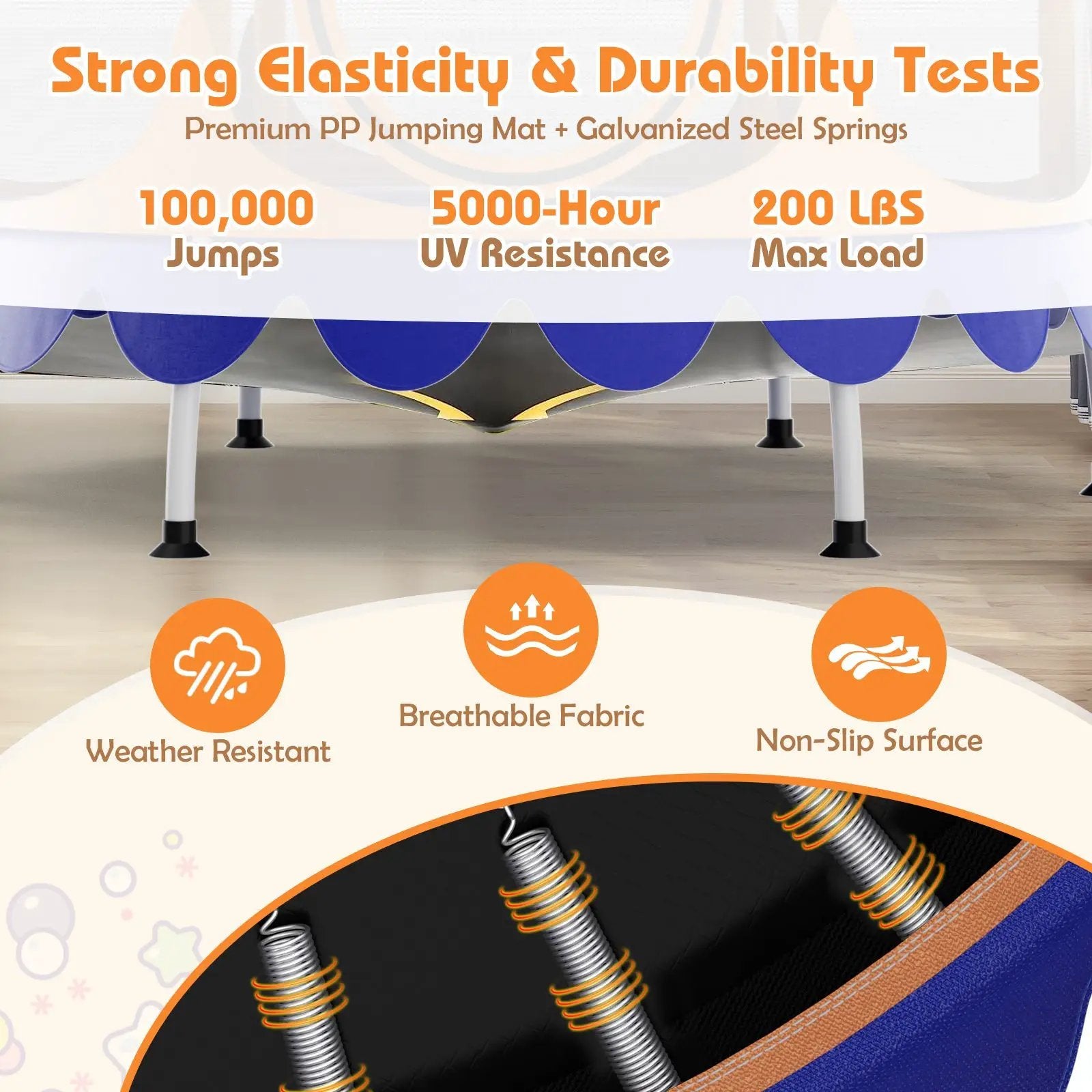 64 Inch Kids Trampoline with Detachable Canopy and Safety Enclosure Net by DirectDeals