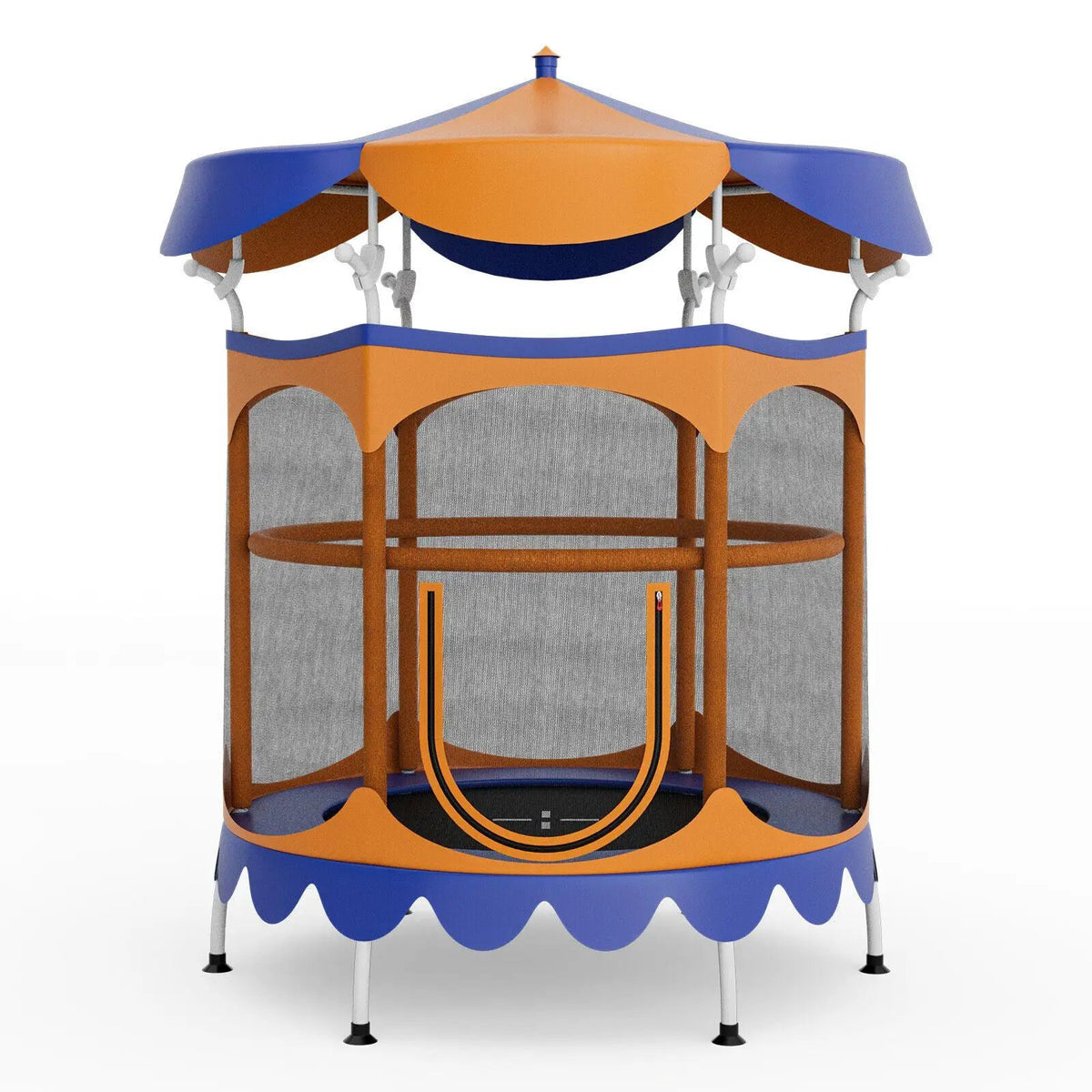 64 Inch Kids Trampoline with Detachable Canopy and Safety Enclosure Net, photo 2 of 10
