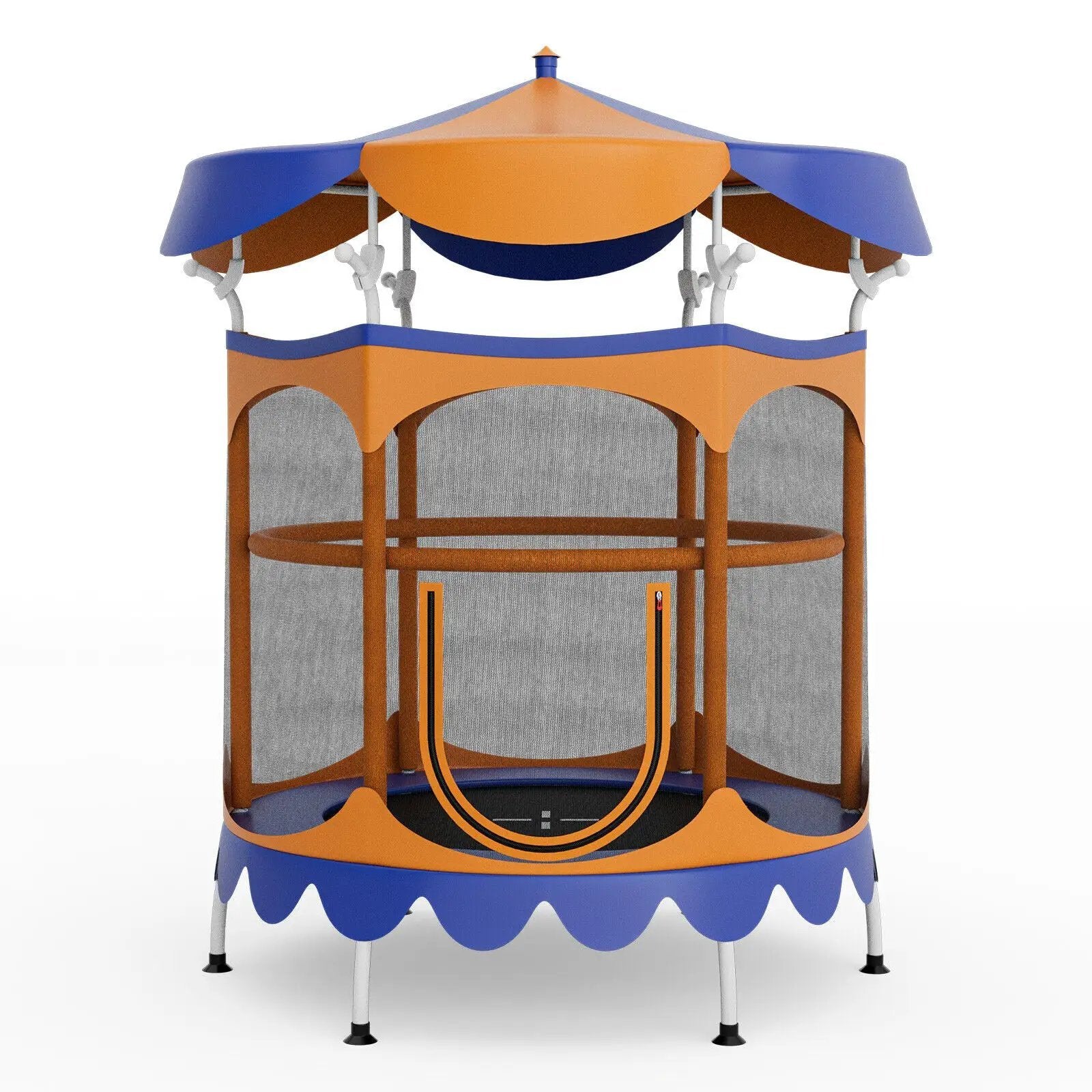 64 Inch Kids Trampoline with Detachable Canopy and Safety Enclosure Net by DirectDeals