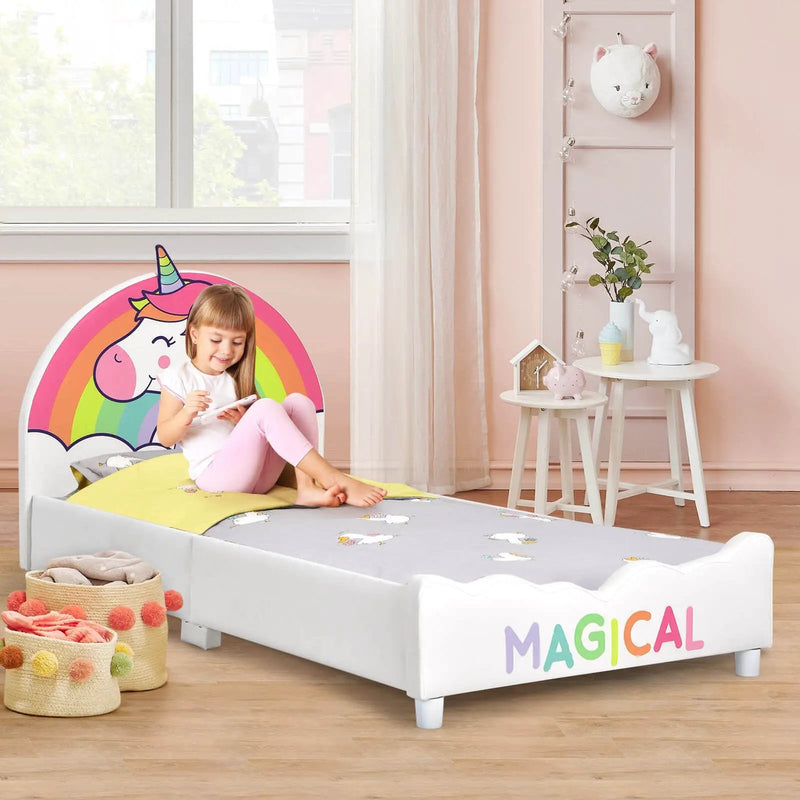 Children Twin Size Upholstered Platform Single Bed by DirectDeals