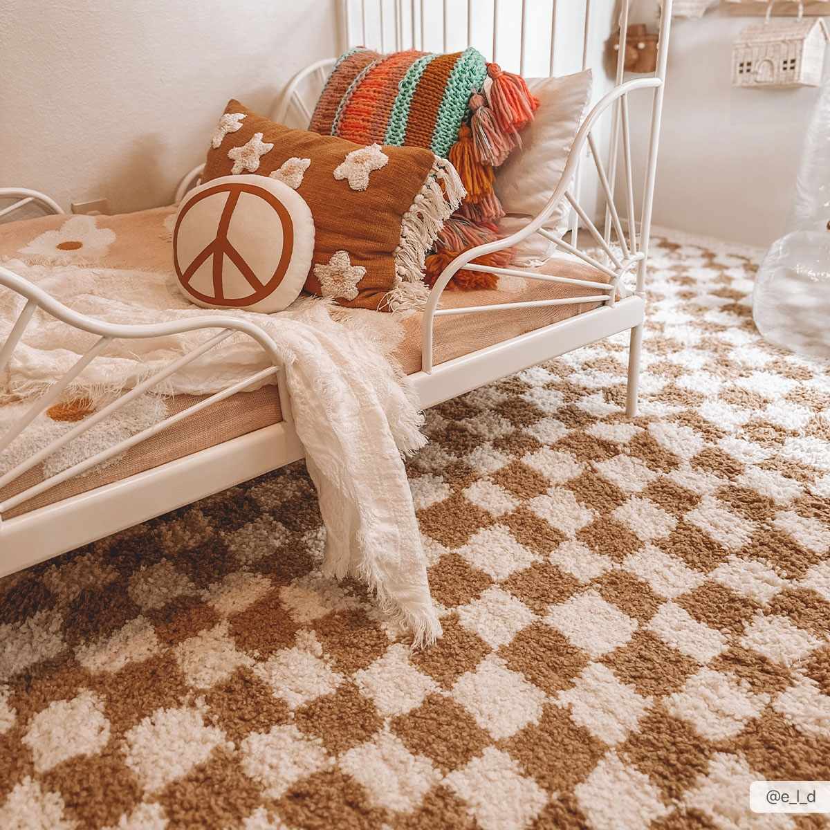 Kieu Mustard & Ivory Checkered Area Rug by Boutique Rugs