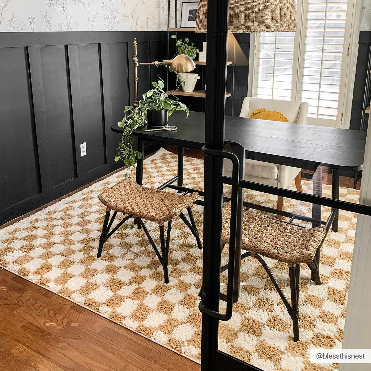 Kieu Mustard & Ivory Checkered Area Rug by Boutique Rugs