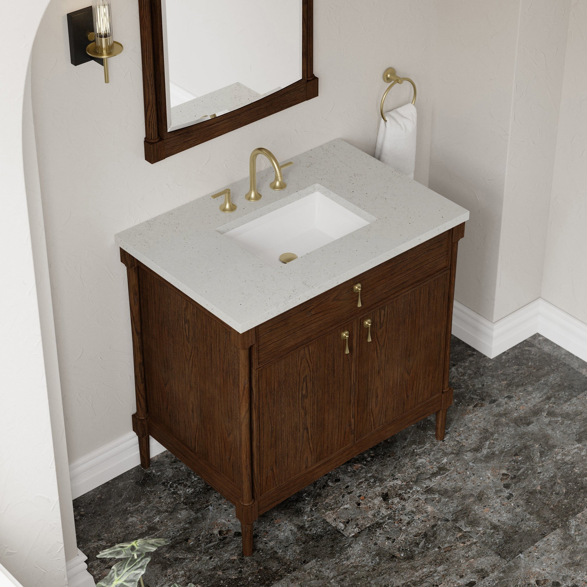 James Martin Kinnsden 36" Single Bathroom Vanity, Sable Oak with Lime Delight countertop