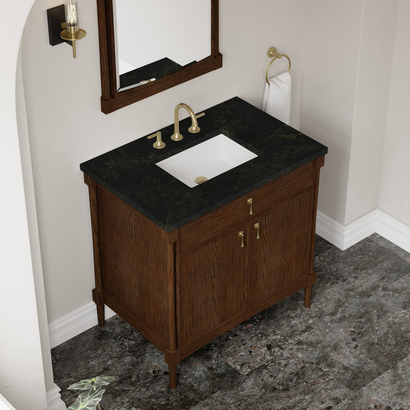 James Martin Kinnsden 36" Single Bathroom Vanity, Sable Oak with Phantome countertop