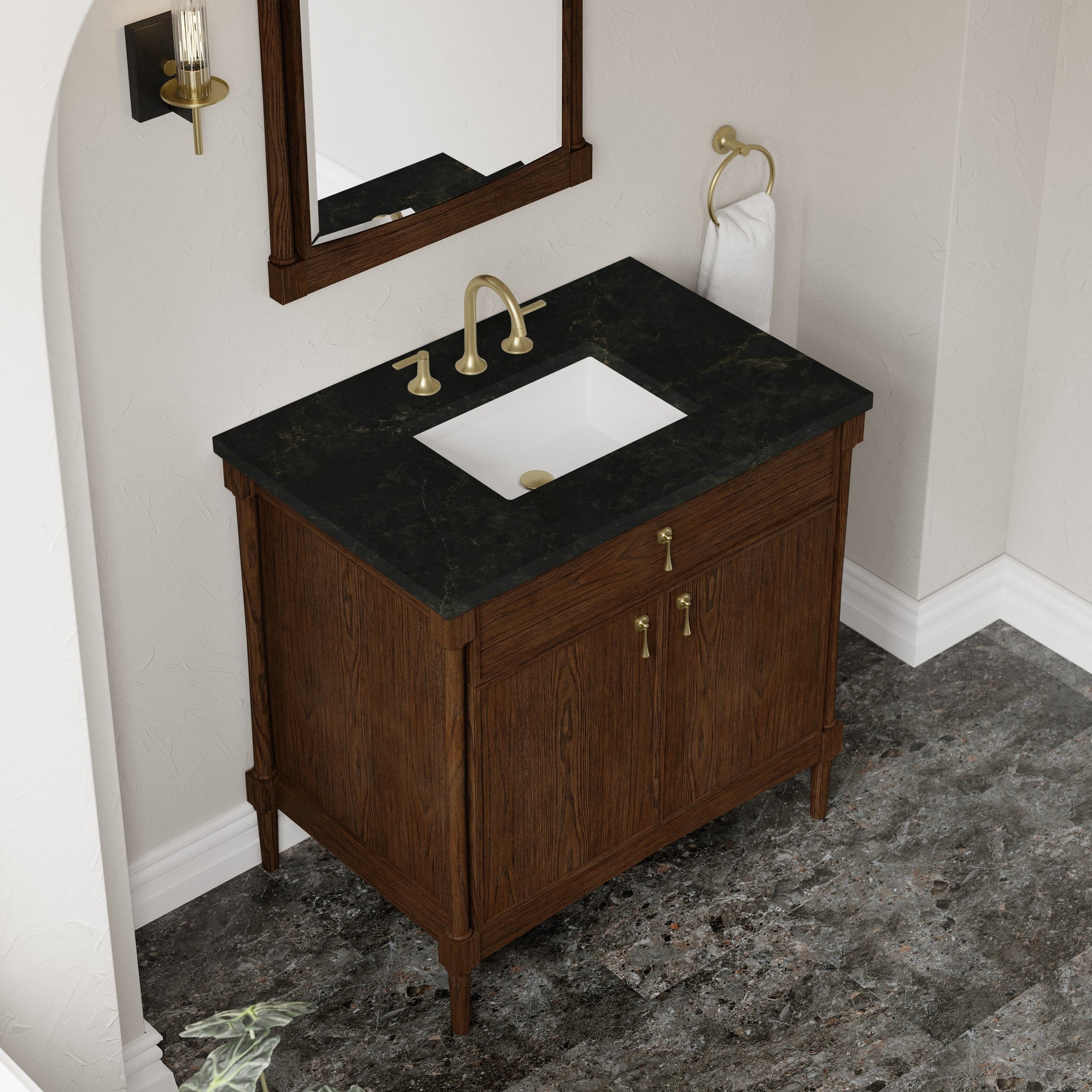 James Martin Kinnsden 36" Single Bathroom Vanity, Sable Oak with Phantome countertop