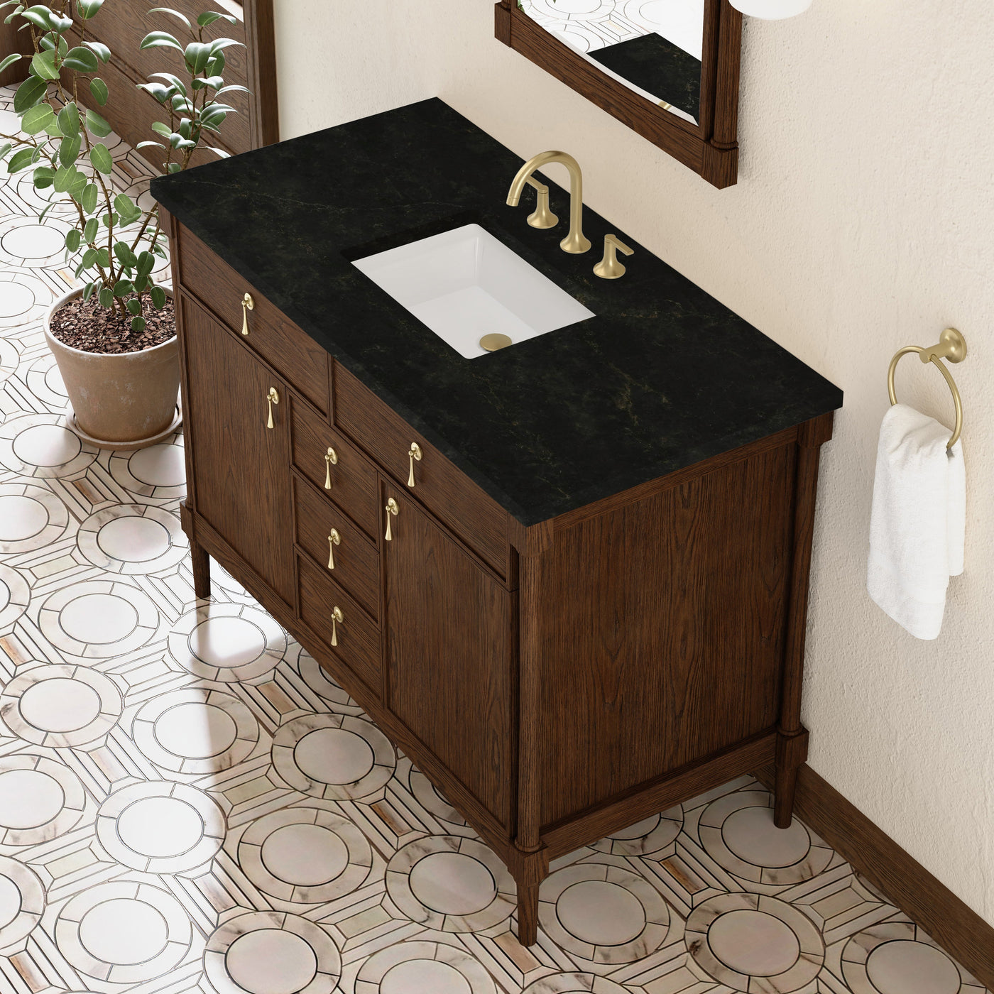 James Martin Kinnsden 48" Single Bathroom Vanity, Sable Oak with Phantome countertop