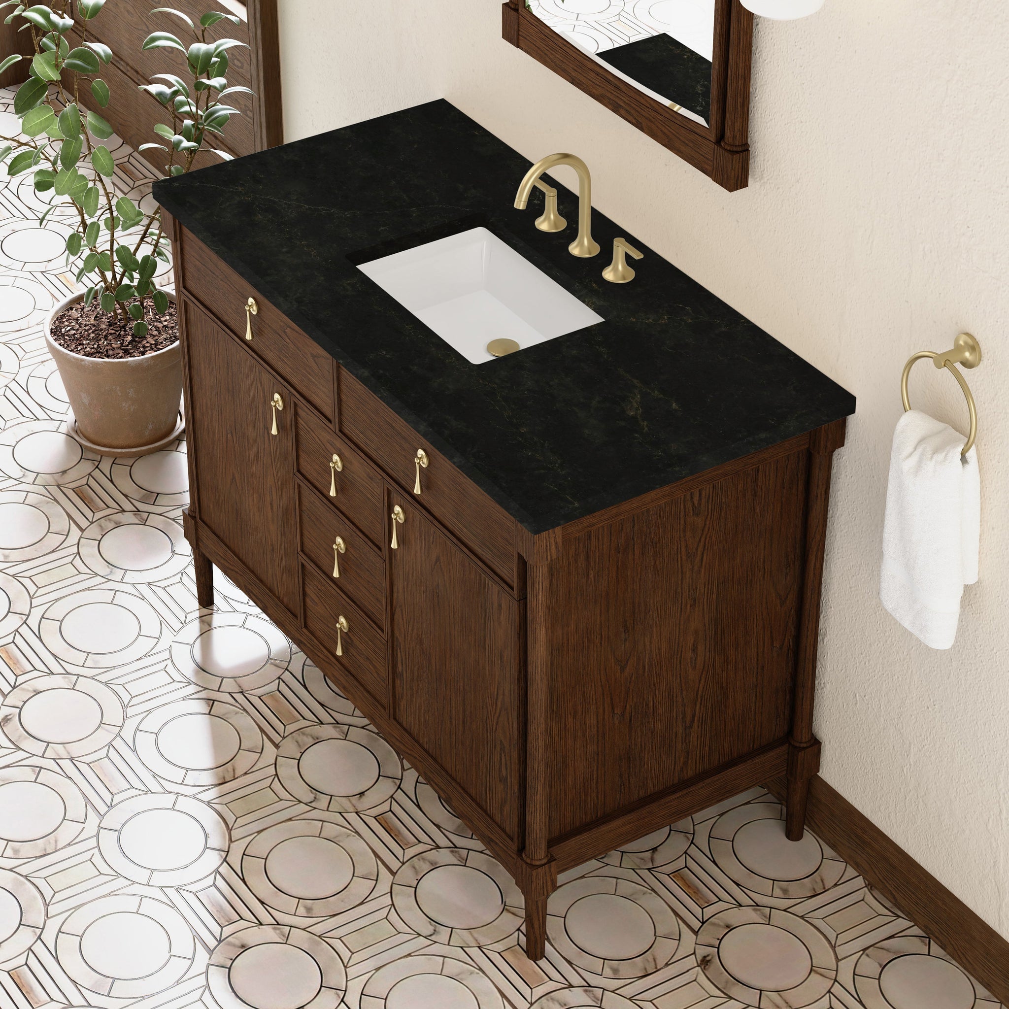 James Martin Kinnsden 48" Single Bathroom Vanity, Sable Oak with Phantome countertop