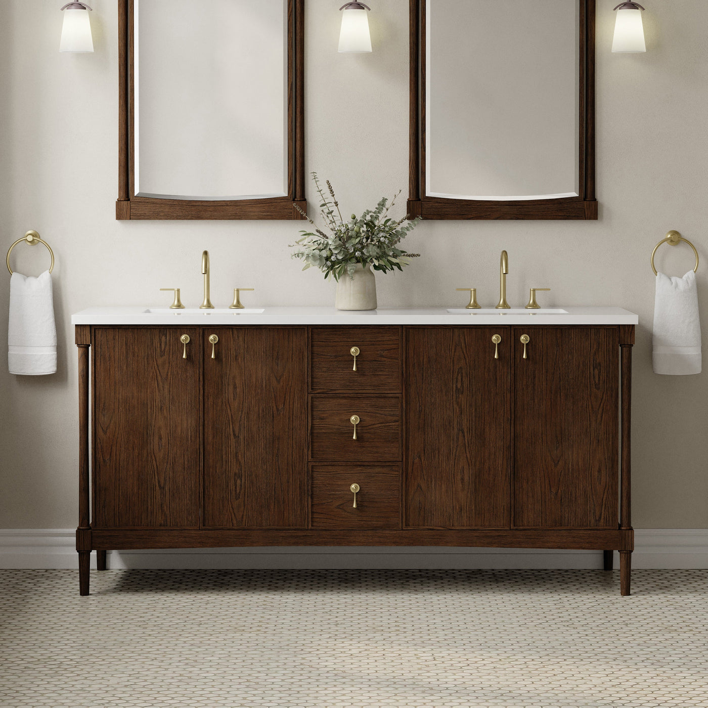 James Martin Kinnsden 72" Double Bathroom Vanity, Sable Oak, cabinet without a countertop