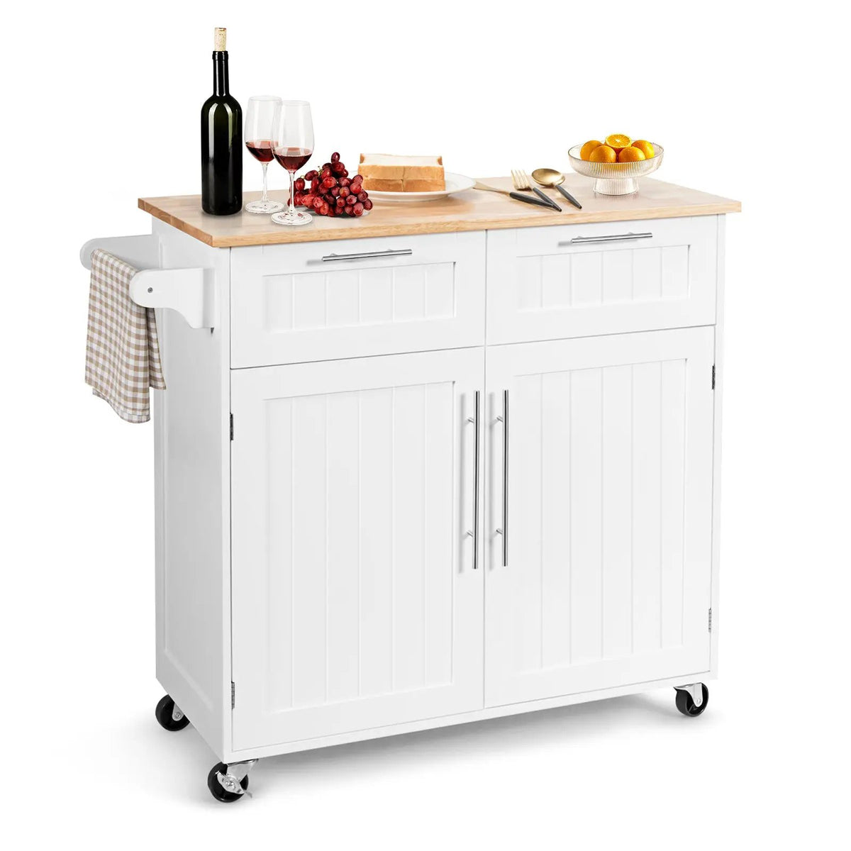 Heavy Duty Rolling Kitchen Cart with Tower Holder and Drawer, photo 10 of 10