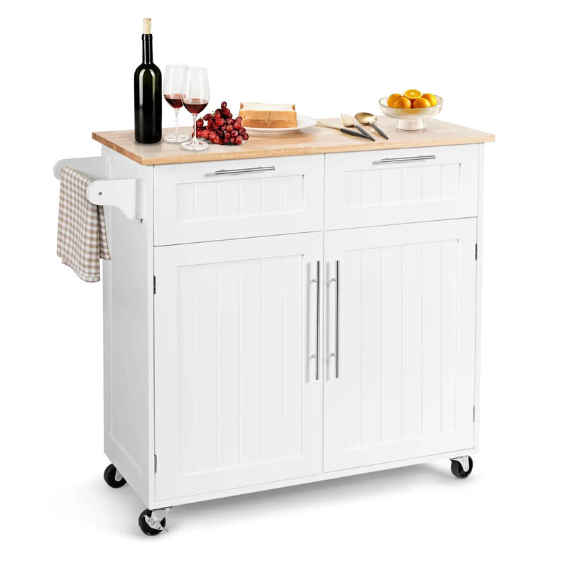 Heavy Duty Rolling Kitchen Cart with Tower Holder and Drawer by DirectDeals