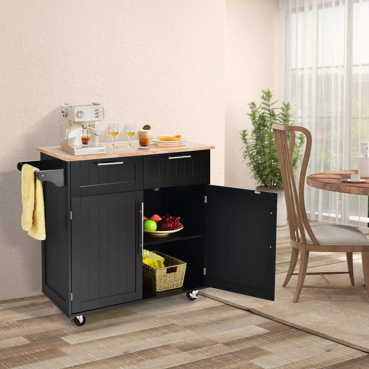 Heavy Duty Rolling Kitchen Cart with Tower Holder and Drawer, photo 2 of 10