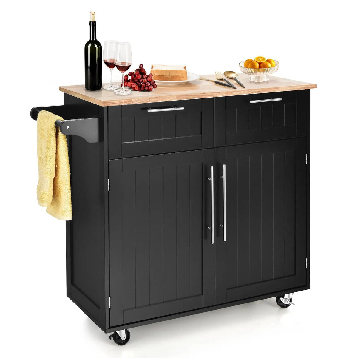 Heavy Duty Rolling Kitchen Cart with Tower Holder and Drawer, photo 3 of 10