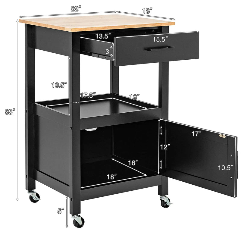 Kitchen Island with Storage Drawer and 3 Hooks by DirectDeals