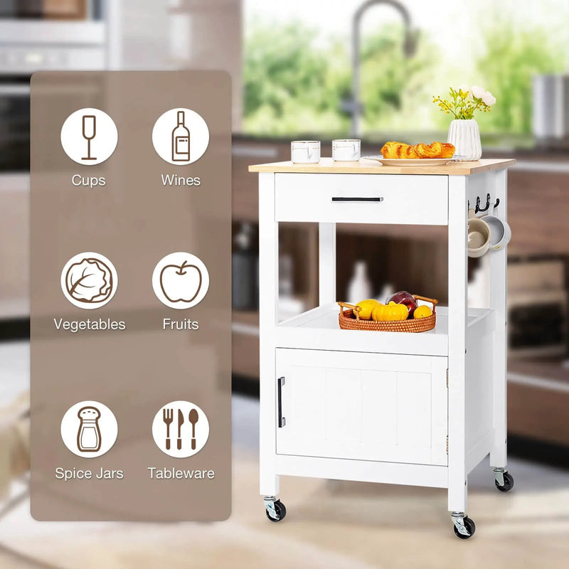 Kitchen Island with Storage Drawer and 3 Hooks by DirectDeals