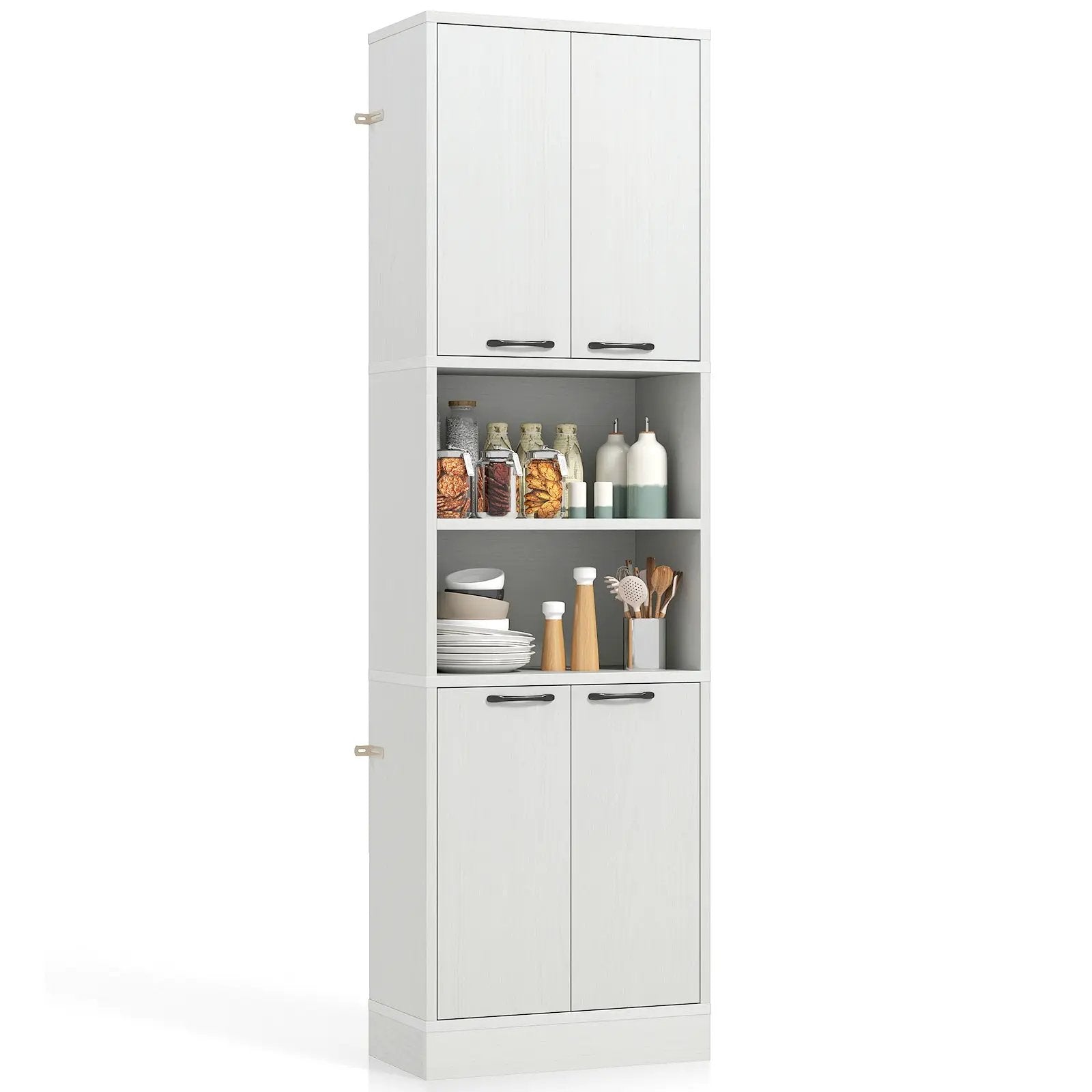 75 Inch Kitchen Pantry Cabinet Tall Cupboard with Doors and Shelves by DirectDeals