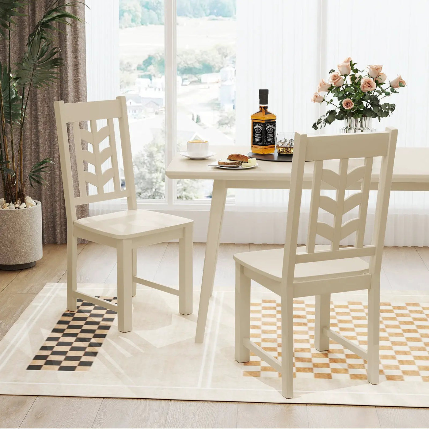 Kitchen Side Dining Chair Set of 2 with Rubber Wood Frame by DirectDeals