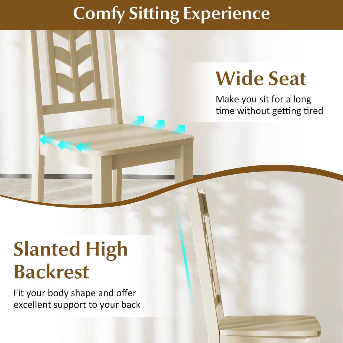 Kitchen Side Dining Chair Set of 2 with Rubber Wood Frame by DirectDeals