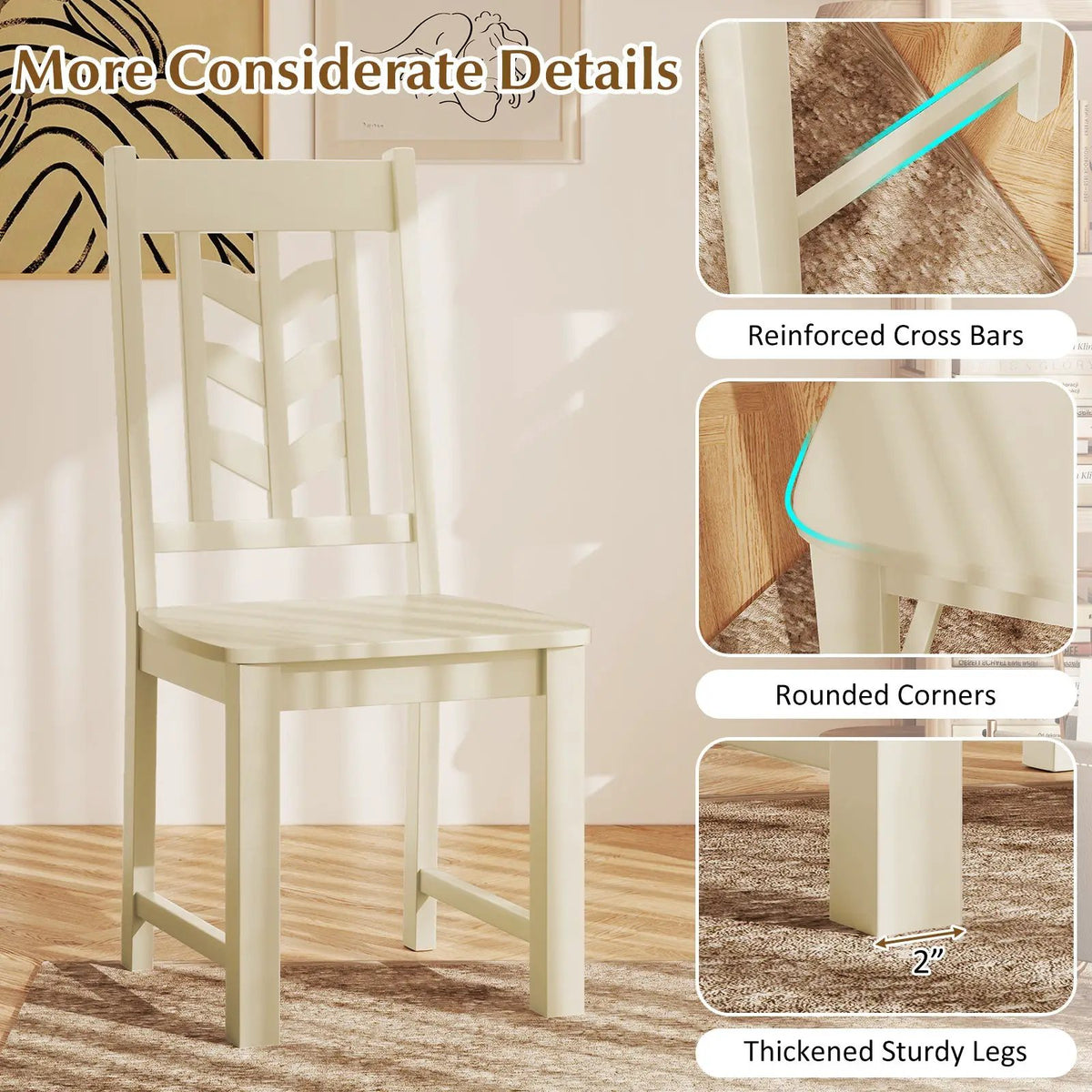 Kitchen Side Dining Chair Set of 2 with Rubber Wood Frame by DirectDeals