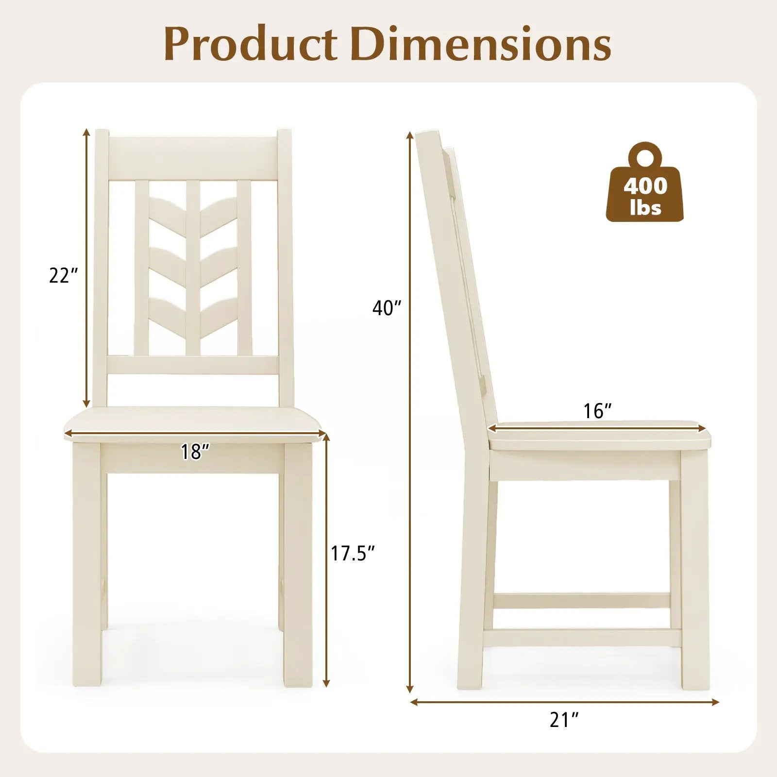 Kitchen Side Dining Chair Set of 2 with Rubber Wood Frame by DirectDeals