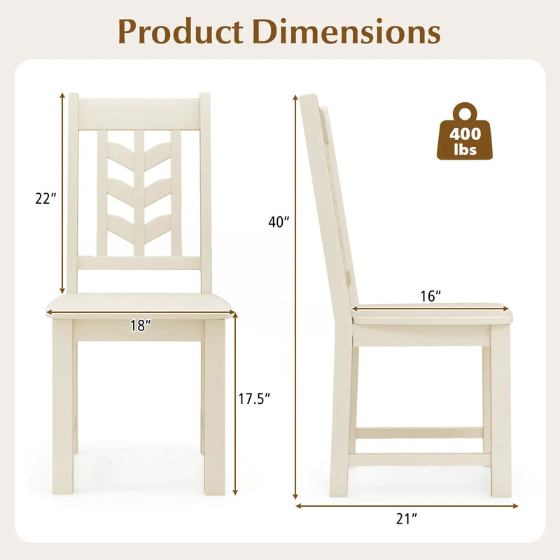 Kitchen Side Dining Chair Set of 2 with Rubber Wood Frame by DirectDeals