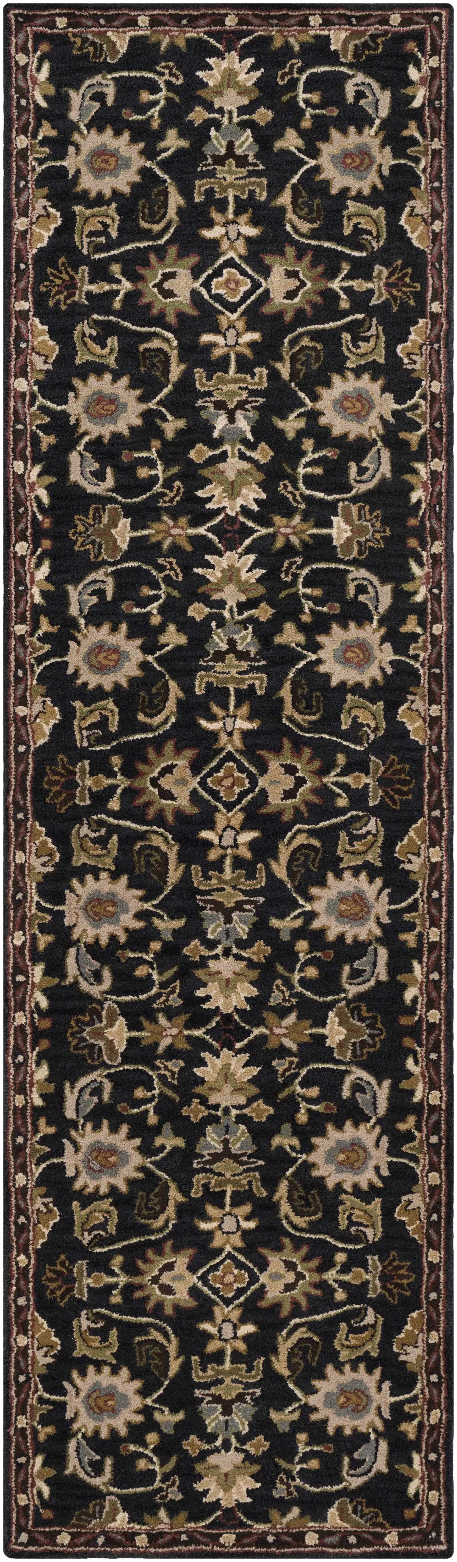 Kittredge Floral Black Wool Rug by Boutique Rugs