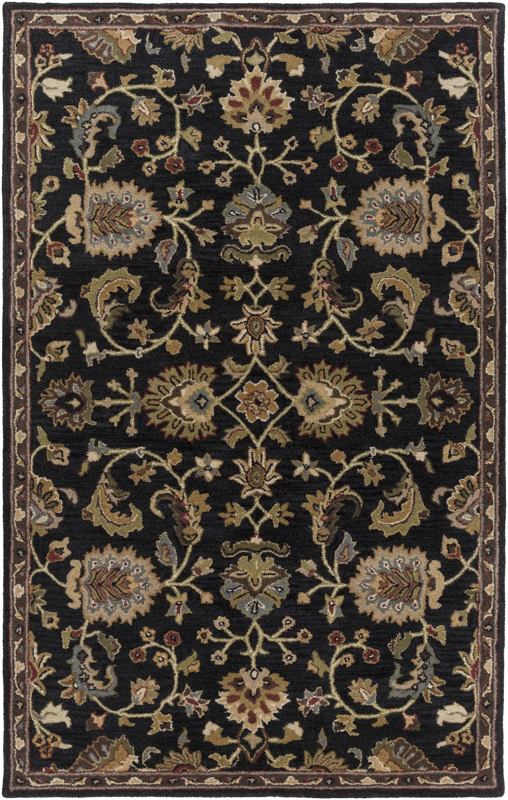 Kittredge Floral Black Wool Rug by Boutique Rugs