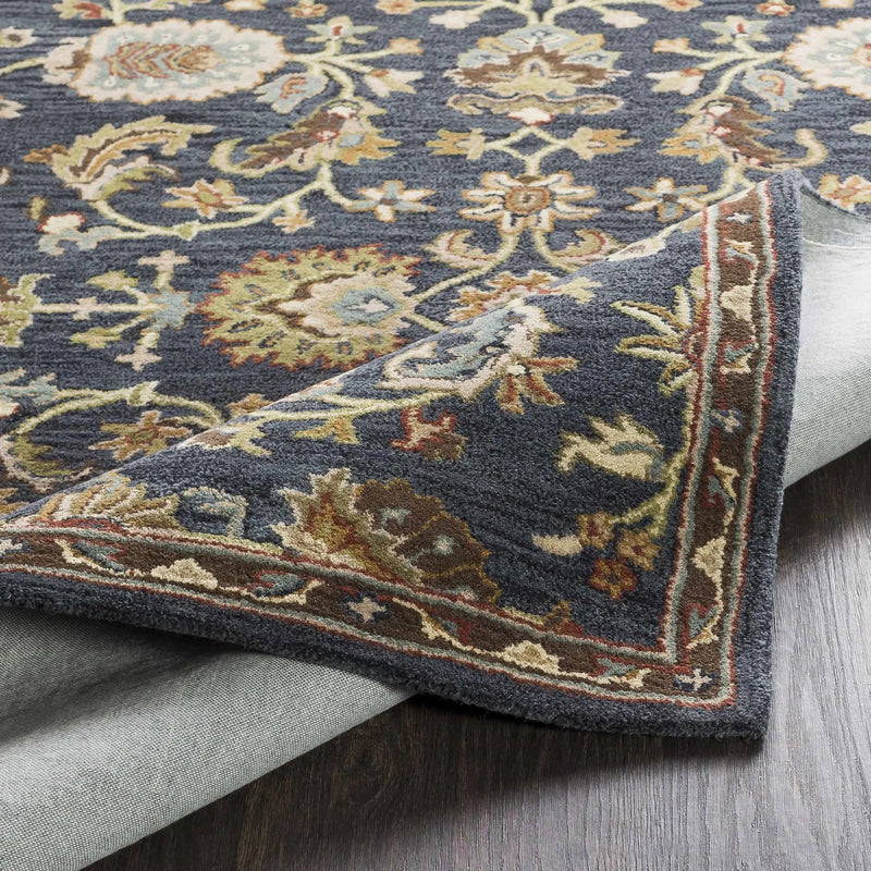 Kittredge Floral Black Wool Rug by Boutique Rugs