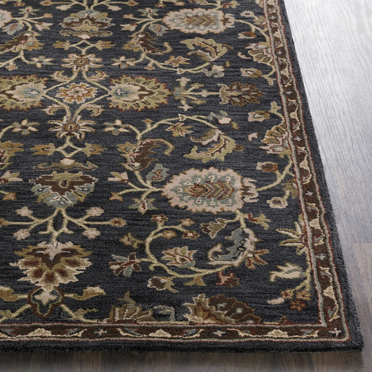 Kittredge Floral Black Wool Rug, photo 8 of 15