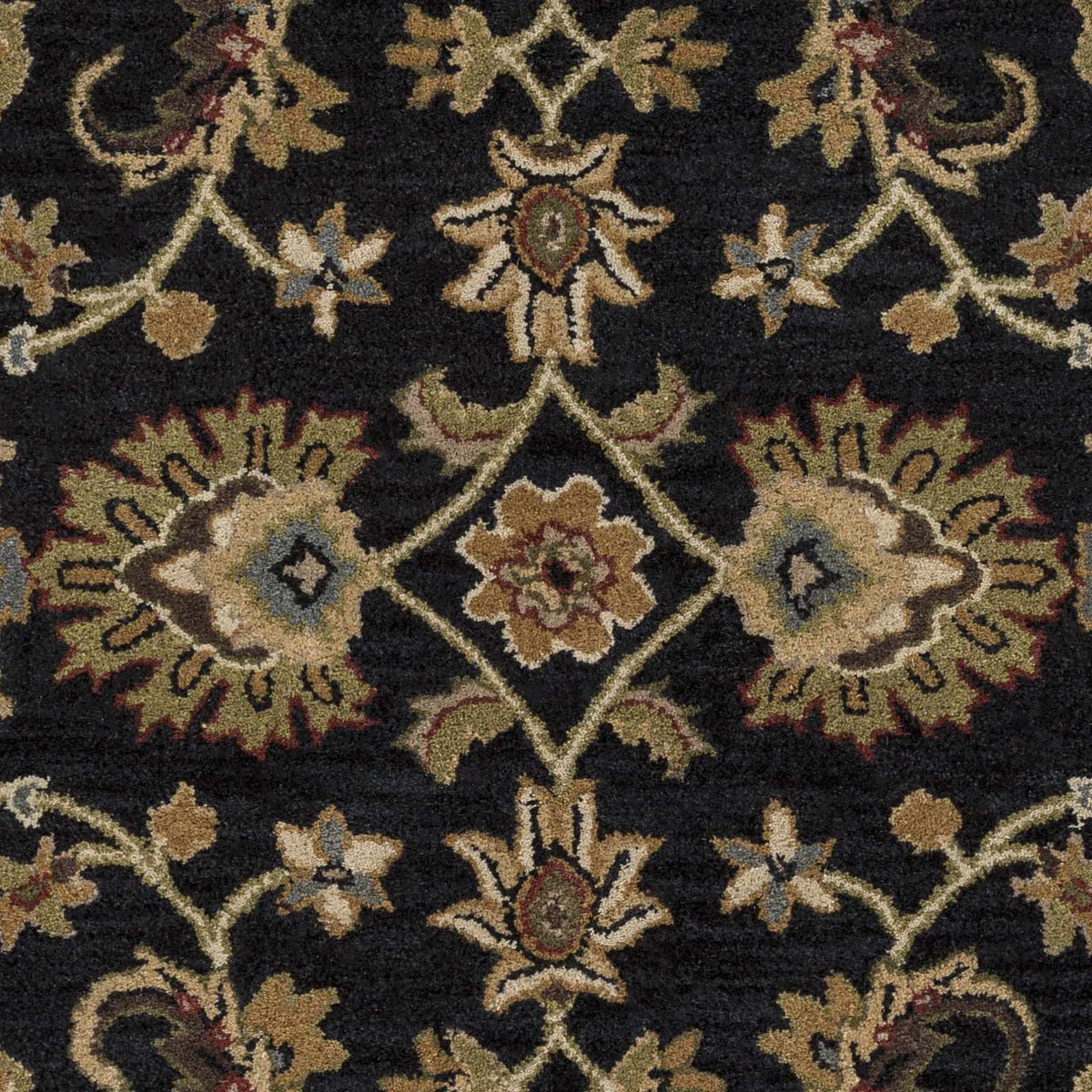 Kittredge Floral Black Wool Rug, sample swatch