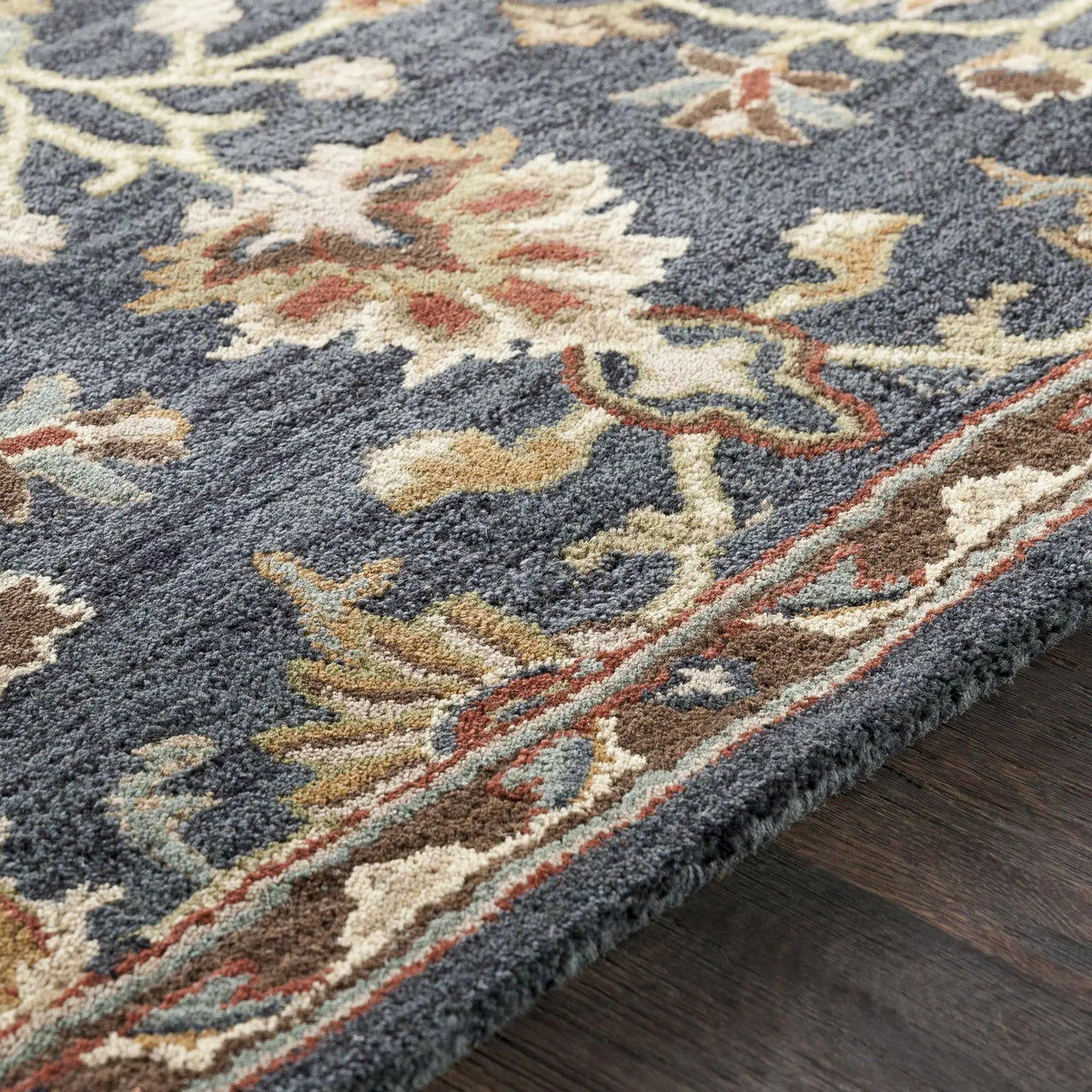 Kittredge Floral Black Wool Rug, photo 6 of 15