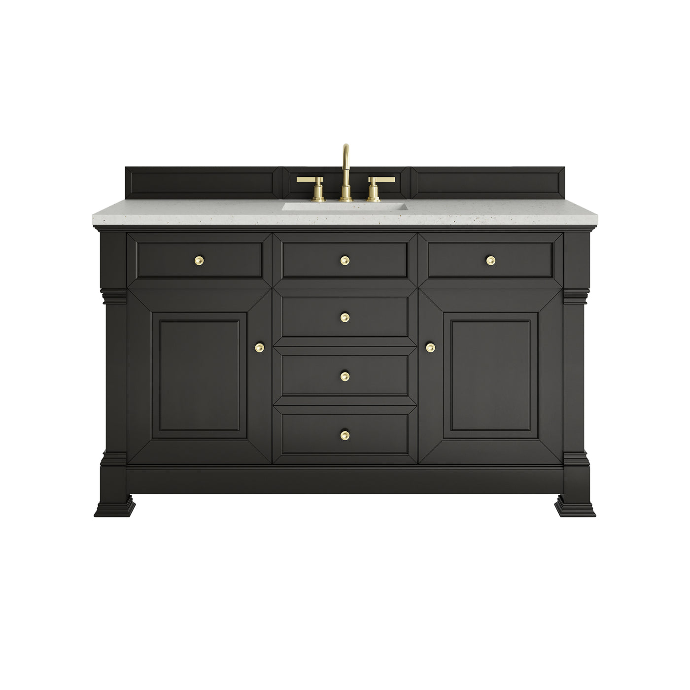 James Martin Brookfield 60" Single Bathroom Vanity, Black Onyx with Lime Delight countertop