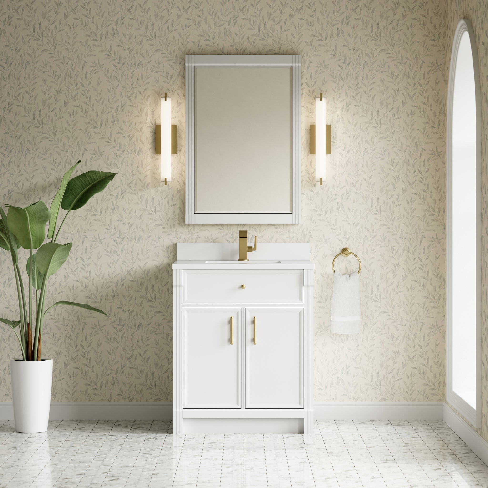 James Martin Bellshire 30" Single Bathroom Vanity, Bright White, view 40