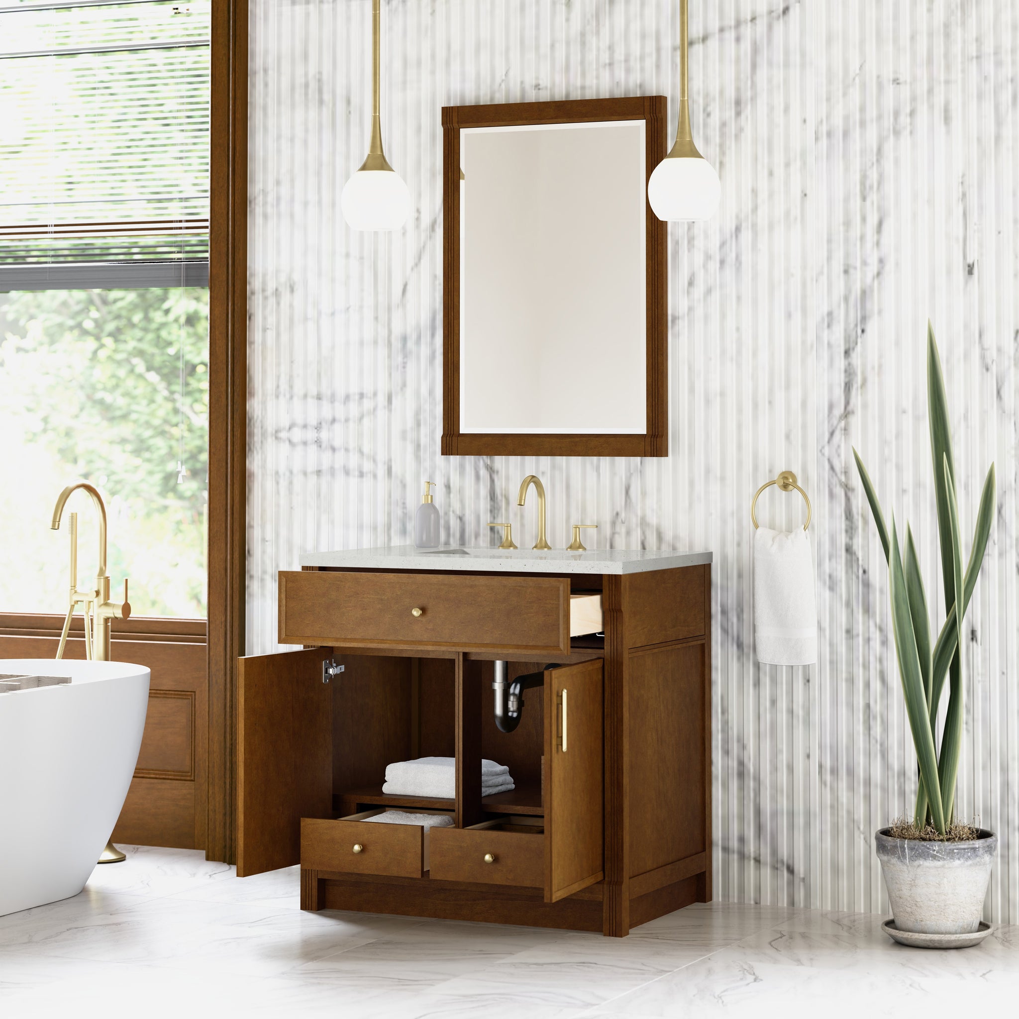 James Martin Bellshire 36" Single Bathroom Vanity, Honey Oak, view 26