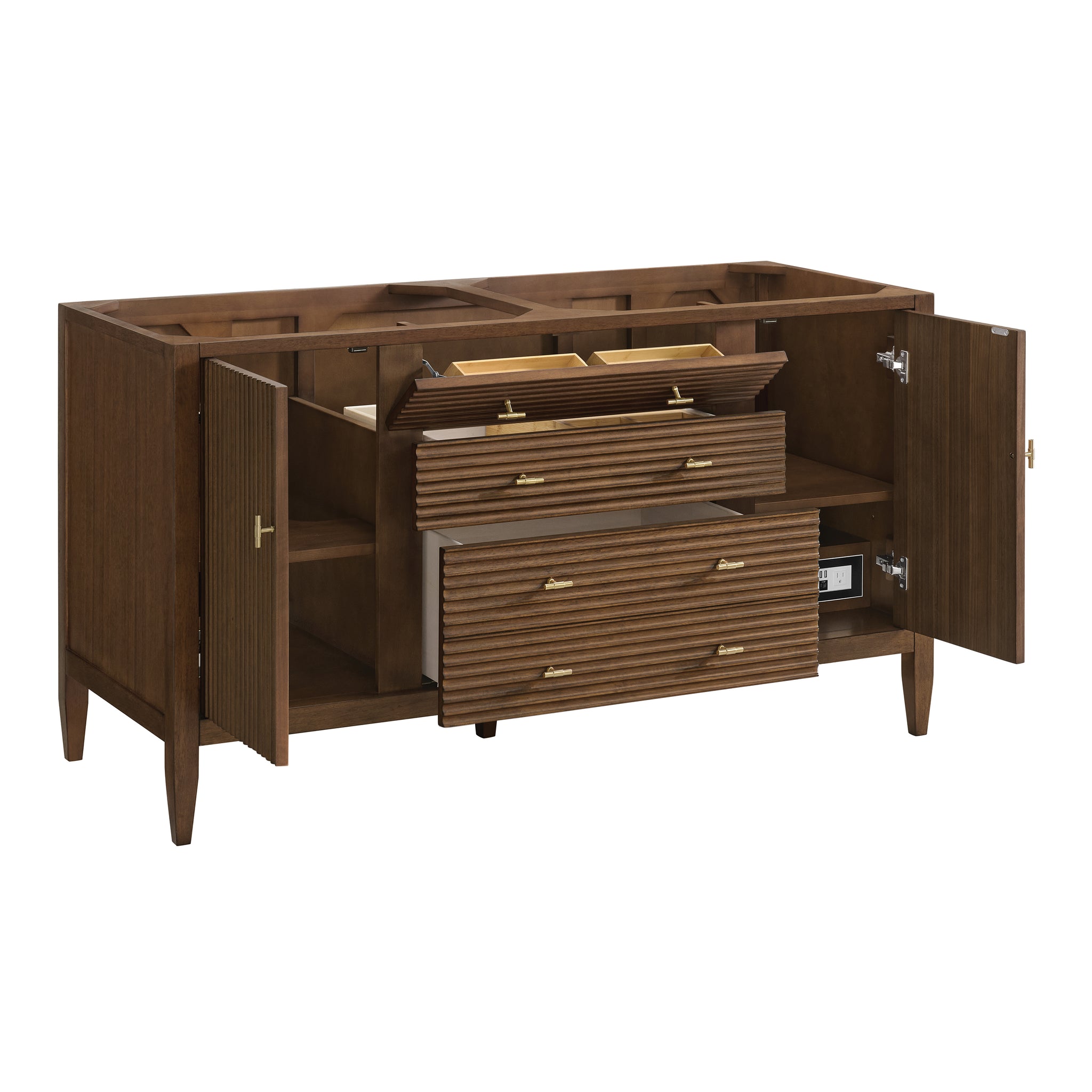 James Martin Myrrin 60" Double Bathroom Vanity, Mid-Century Walnut, view 27