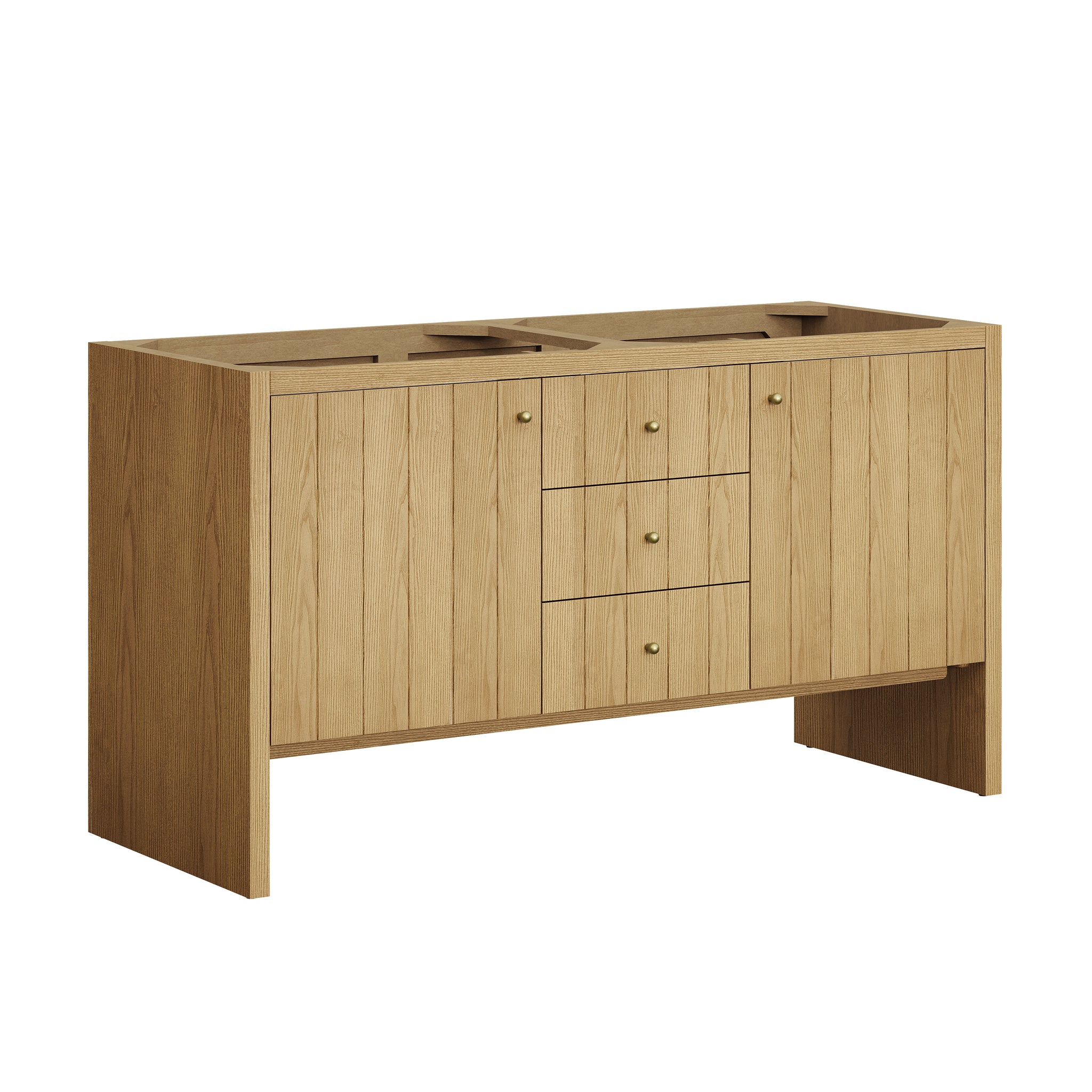 James Martin Hudson 60" Double Bathroom Vanity, Light Natural Oak, cabinet without a countertop