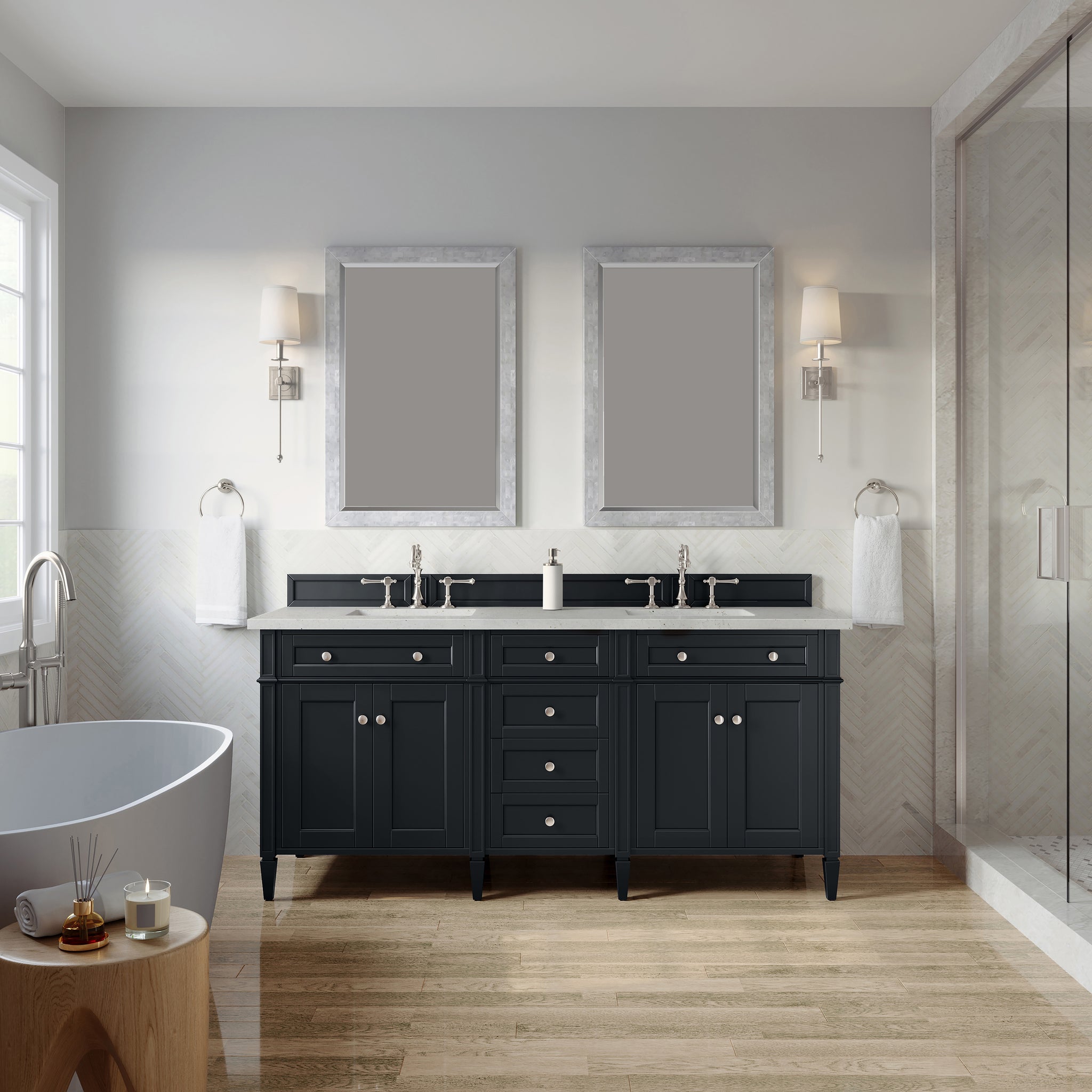 James Martin Brittany 72" Double Bathroom Vanity, Black Onyx, view 26