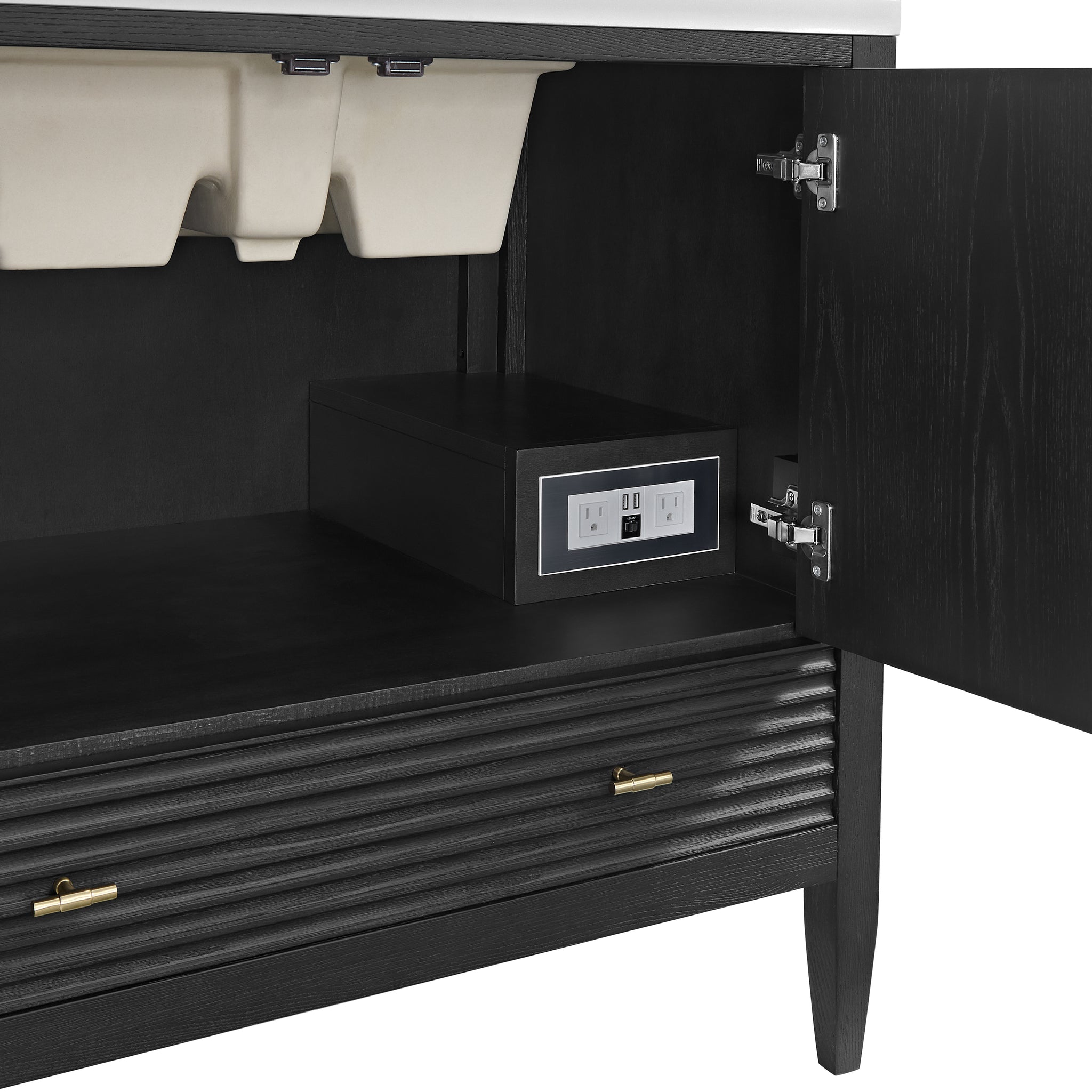 James Martin Myrrin 36" Single Bathroom Vanity, Carbon Oak, view 40