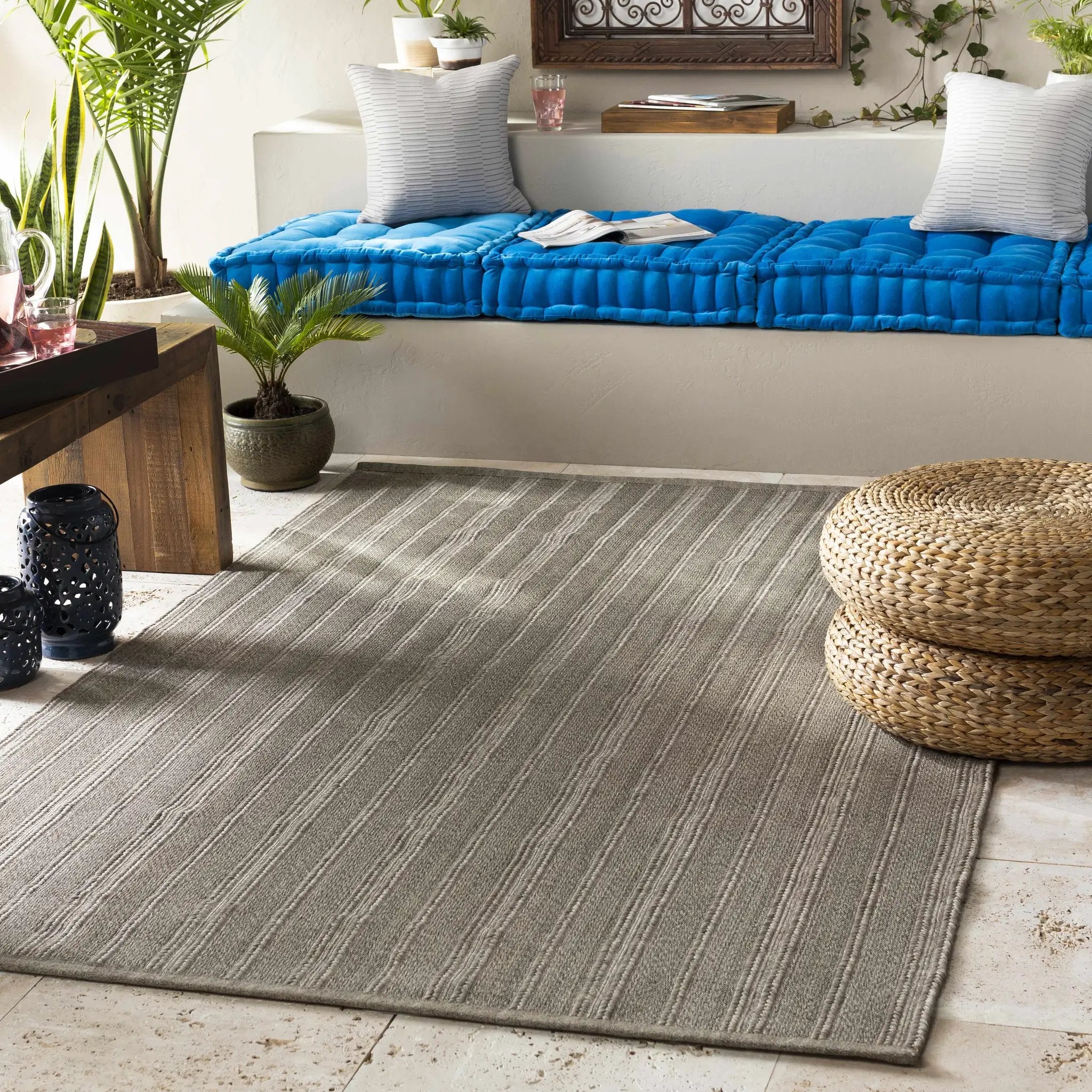 Kempston Gray Hand Woven Outdoor Rug - Clearance by Boutique Rugs