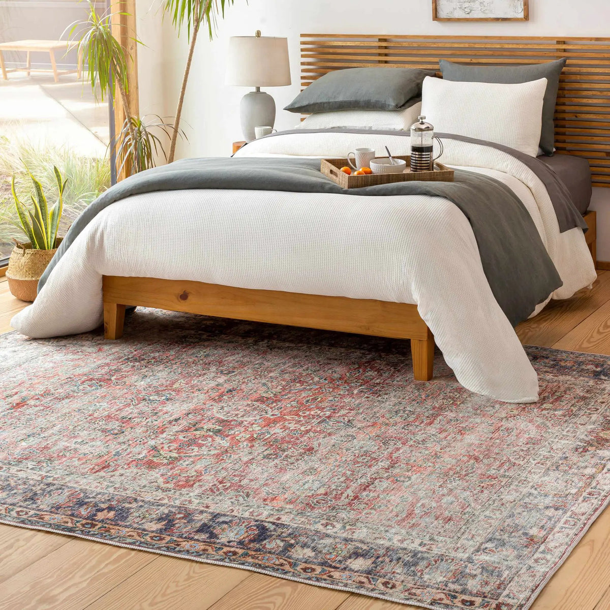 Rust Anahawan Distressed Washable Area Rug - Clearance, installed in a room 4
