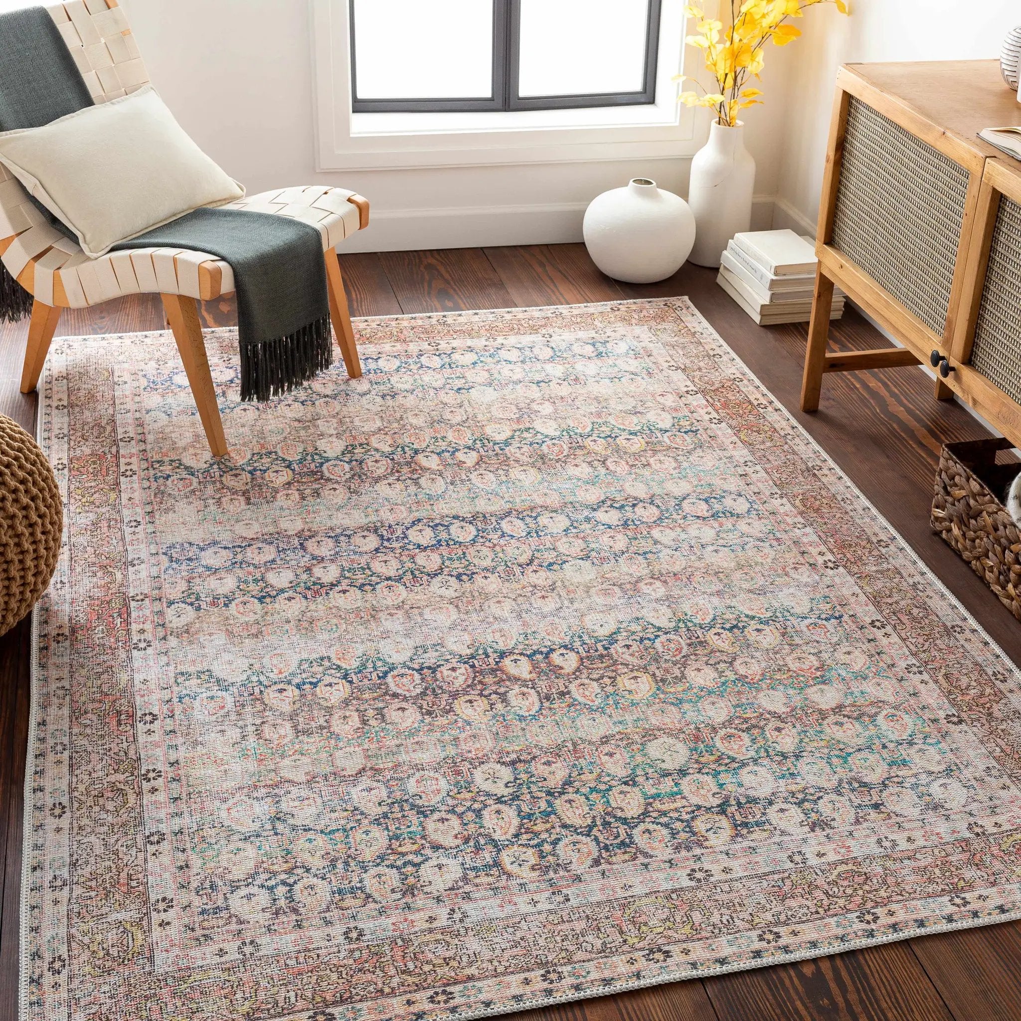 Rust Maligaya Distressed Washable Area Rug by Hauteloom