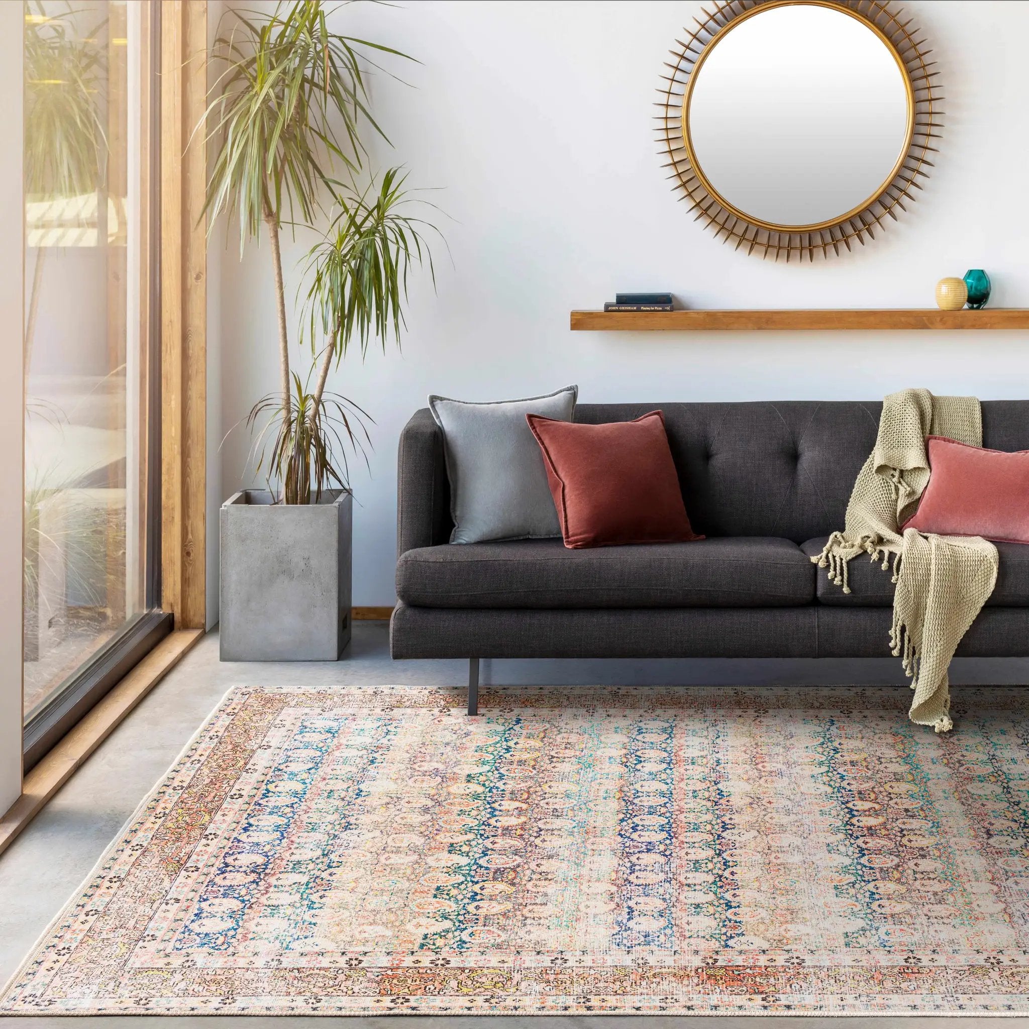 Rust Maligaya Distressed Washable Area Rug by Hauteloom